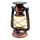 Shopeco SOLARIS LED Solarlaterne Campingleuchte Dimmbar Metall Gehäuse im Kupfer Retro Design...