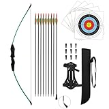 HANSPY Bogen und Pfeil Kinder Set Jugendbogenset Teens Kinderbogen Recurve Zielscheibe 15lbs Kinder...