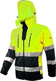 ACE Neon Warnschutz-Jacke - starke Softshell-Warnjacke inkl. Reflektoren und abnehmbarer Kapuze - EN...