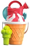 Simba 107114560 - Eimergarnitur Eiswaffel, 6 Teile, Höhe 17cm, Durchmesser 18cm, Sandspielzeug,...