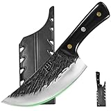 FULLHI Multi-color Holzgriff Full Tang Heavy Meat Cleaver mit Scheide, High Carbon Steel Chef...