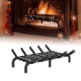 Suusolny Kaminrost Gusseisen,V-Form Kaminholzroste mit 6 Standfüßen Kamineinsatz,Abnehmbarer...
