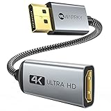 WARRKY 4K DisplayPort auf HDMI Adapter, [Vergoldete, Geflochten, Aluminiumhülse] Unidirektionaler...