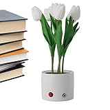 Tumotsit Blumenlampen für Schlafzimmer, LED, USB, Tulpen, Nachtlicht mit Vase, sechs Zweige,...