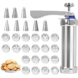 FARYODI Gebäckpresse, Spritzgebäck Presse mit 20 Schablonen und 8 Edelstahl Tüllen, Teigspritze,...