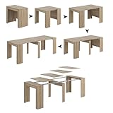 Dmora - Ausziehbarer Tisch Compton, ausziehbarer Esstisch, Tisch mit Mehrzweckverlängerungen,...