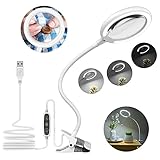 Delixike 3X Lupenlampe mit USB-Klemme, Tageslicht-Clip-Lupenlampe mit Licht, Lupe mit LED zum...