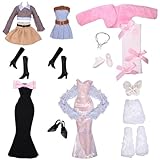 TYXHXTF 21 Stück Puppen Kleidung und Zubehör, Kompatibel mit Barbie, 6 Outfits Abendkleider...