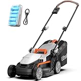 Litheli Akku Rasenmäher, 20V/33cm Schnittbreite, bis 200 m², 30L Fangkorb, 25-65 mm Schnitthöhe,...