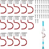15 Stück Gerätehalter Rote Haken, Besenhalter Gerätehalter,Gartengerätehalter Metallhaken,mit 30...