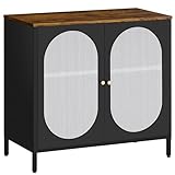 HOMSTEEL Sideboard, Metallschrank mit transluzenten PC Board Türen, Zwei Farbe Griffe, Liquor...