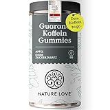 NATURE LOVE® Guarana Koffein Gummies – 90 Stück – ohne Zuckerzusatz – 45mg Koffein pro...