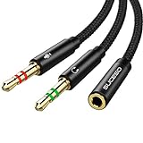 SUCESO Audio Splitter Y Adapter 3.5mm Buchse auf Doppel 3.5 mm Klinkenstecker Headset Mikrofon...