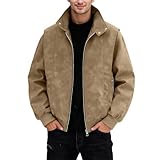 Modeewel Herren Übergangsjacke Pu Ohne Kapuze Biker Motorradjacke Bomberjacke Mit Stehkragen...