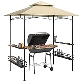Outsunny Grillpavillon 240 x 150 x 257 cm wasserdicht flammhemmend Gartenpavillon mit Doppeldach,...