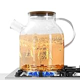 Teekanne Glas mit Herausnehmbarem Teesieb von Hitzefest und Mikrowellenbeständig – 1,8 Liter und...