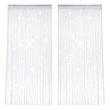 2 Stück Fadenvorhänge, 100 X 200 cm Blinkend Vorhang Balkontür, Weiß Streifenvorhang, Außentür...