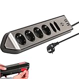 Brennenstuhl Estilo Ecksteckdosenleiste 6-Fach (Tischsteckdose mit Edelstahloberfläche für...