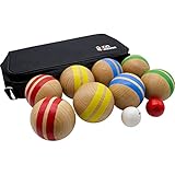 GICO Boccia Spiel aus Massivholz, gestreift mit 8 Kugeln, Durchmesser 7 cm - 3021