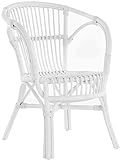 Klassischer Flecht-Sessel im skandinavischem Stil/Korb-Stuhl aus Natur-Rattan (Weiss)