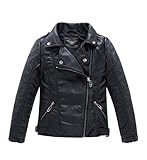 YOUNGSOUL Jungen Mädchen Lederjacke Kinder Kragen Motorrad Bikerjacke aus Kunstleder Frühjahr...