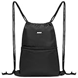 WANDF Rucksack mit Kordelzug Turnbeutel Sportbeutel Gym Bag Mit Aussentasche Verstellbar Tunnelzug...