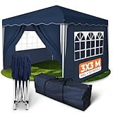 Kronenburg Faltpavillon wasserdicht Dachmaß 3 x 3 m UV Schutz 50+ Pavillon in Blau mit 4...