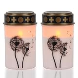 Eldnacele Weiße flackernde LED Grabkerzen mit 6-Stunden-Timer, batteriebetrieben, wasserdichte...