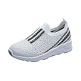 Woaikeyu Strass Sneaker Damen Atmungsaktiv Slip On Laufschuhe Leicht Outdoor Sportschuhe Trend...