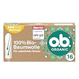 o.b. Organic Normal (16 Stück), Tampons aus 100% Bio Baumwolle mit geschwungenen Rillen für...