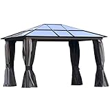 Outsunny Luxus Pavillon Gartenpavillon Gartenzelt Alu Partyzelt mit lichtdurchlässigem PC Dach 360...