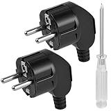 AXFEE 2 Stück Eurostecker, 250V 16A Euro Stromstecker, Schutzkontakt Stecker, euro-stecker für...