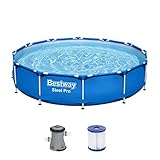 Bestway Steel Pro Frame Pool-Set mit Filterpumpe Ø 366 x 76 cm, blau, rund