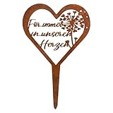 APOMOONS Grabschmuck Herz Grabstecker Wetterfest, Friedhof Deko mit Spruch Für Immer in Unseren...