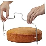 DEARMAMY 2 STÜCK Einstellbarer Edelstahl Kuchenmesser Doppeldraht Tortenbodenteiler Fixator für...