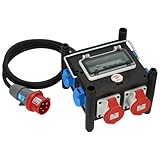 Brennenstuhl Kompakter Gummi-Stromverteiler mit zertifiziertem Sicherungsautomaten (2m Kabel, 2X CEE...