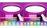 zemty 30CM + 49CM Schwarz LED Deckenleuchte Dimmbar, RGB Farbwechsel Deckenlampe 3000K-6500K