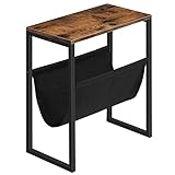 HOOBRO Beistelltisch Schmal, Nachttisch mit Zeitschriftenschlinge aus Stoff, Sofatisch Geeignet für...