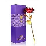 ALLOMN Rose, künstliche Blumen, 24K vergoldete Rose mit Geschenkbox Valentinstag Muttertags...