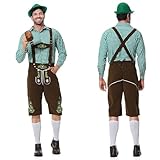 Traditionelle Bayerische Lederhosen Trachtenhemd Oktoberfest Hose+Hemd Set Herren Oktoberfest...