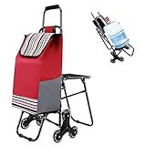 BAUBUY 6-Rad-Einkaufswagen mit Sitz Einkaufswagen für ältere Menschen, zusammenklappbarer...