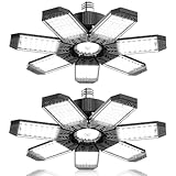 HAPYLUMI Garagenlampe LED 200W, 2Stück 20000LM Hell Werkstattlampe Mit 7 Einstellbar Panel, E26 E27...