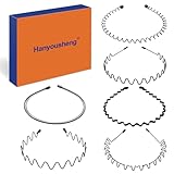 Hanyousheng 6 Stück Metall Haarband, Schwarz Welle Metall Stirnband, Haarreifen Unisex, Multi-Stil...