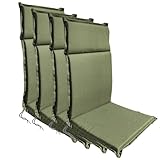 BURI 4X Gartenstuhlauflage 118x47 4,5cm stark in Grün für Hochlehner - Hochlehner Polster Auflage,...