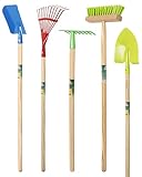 Agrarflora Kinder Gartengeräte Set 5-teilig - stabiles Gartenpielzeug aus Metall und Holz -...