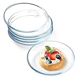 NUTRIUPS 6er Set 17.8cm Glasteller, Klarglas Teller, 6er Set Gehärtetes Glas, Dessertteller aus...
