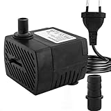 Mini Wasserpumpen(350L/H, 5W), Ultra Leise Aquarium pumpe mit hohem Hub, brunnenpumpe mit 1,5 m...