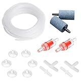 Pawfly Aquarium Luftschlauch 4m Luftleitungsschlauch 4/6 Silikon Standard-Luftpumpenzubehör-Set mit...