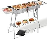 Holzkohlegrill XXL(122 * 30 * 75cm),Tragbarer Kohlegrill, Klappgrill Edelstahl, BBQ Charcoal Grill...