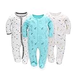 Amo nenes Schlafstrampler Baby Jungen Overall 3er Pack Unisex Pyjamas Baumwolle Strampler Jumpsuits...